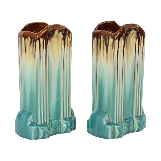 Ceramic Belgian Art Deco Turquoise Earthenware Vases by Thulin, 1920s, Set of 2 For Sale - Image 7 of 16