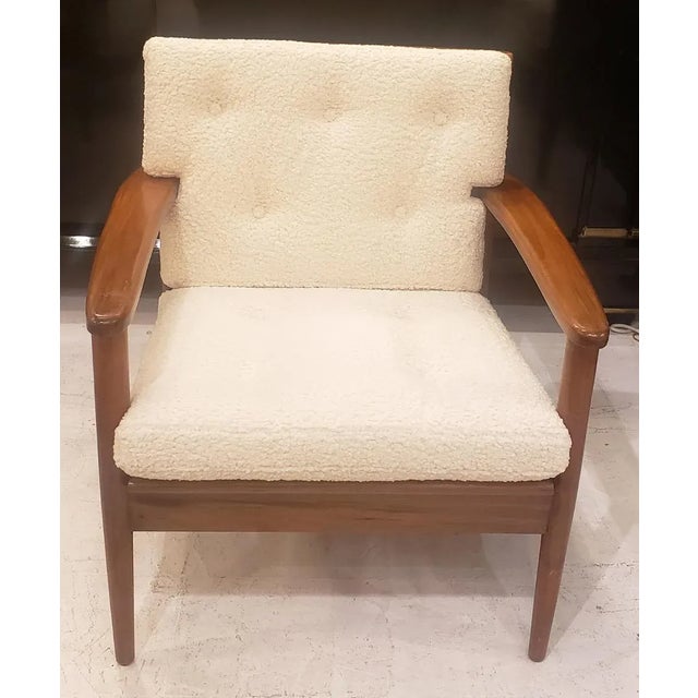 Mid-Century Modern Scandinavian Mid-Century Lounge Chairs Upholstered in Boucle Fabric - a Pair For Sale - Image 3 of 6