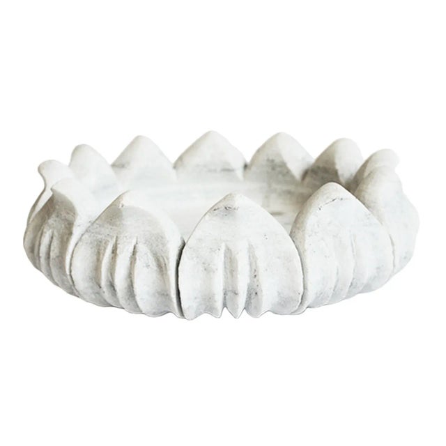 2020s White Marble Lotus Bowl For Sale - Image 5 of 5