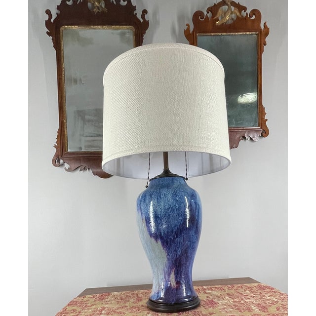 Early 20th Century Flambé Glaze Vase Lamp W/ Vintage Levolier Hardware For Sale - Image 4 of 16