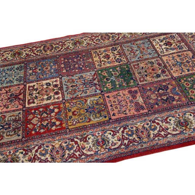 1920s Multicolor Handmade Antique Bakhtiari Persian Wool Rug With Allover Motif For Sale - Image 4 of 7