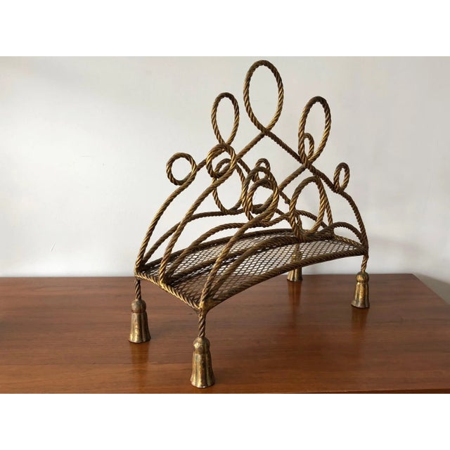 1960s Vintage Italian Gilt Metal Magazine Rack For Sale In Tampa - Image 6 of 9