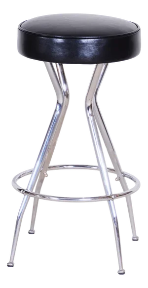 Bauhaus Chrome & Leather Barstool, 1930s