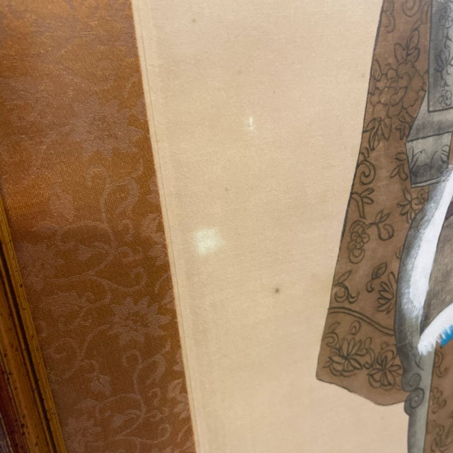 Early 20th Century Early 20th Century Framed Asian Ancestral Painting on Silk For Sale - Image 5 of 12