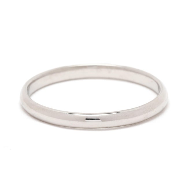 Modern Thin Plain Band Ring, Platinum, Ring Size 6.5, Stackable For Sale - Image 3 of 7