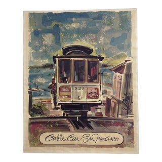 Vintage California San Francisco Cable Car Travel Poster For Sale