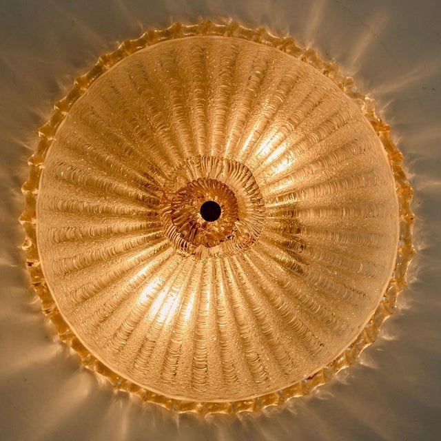 Metal Flush Mount in Pink Salmon and Clear Murano Glass from Barovier & Toso, Italy For Sale - Image 7 of 13