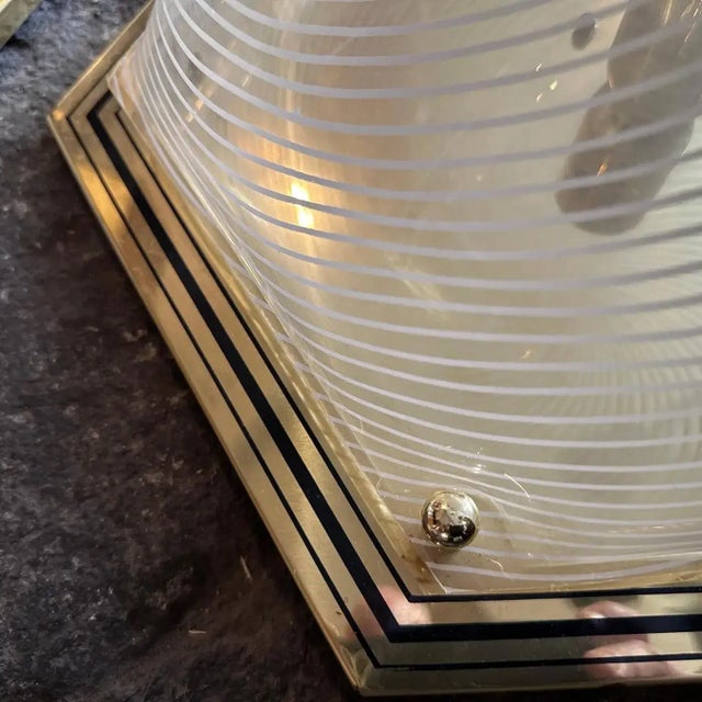 A Pair of 1970s Mid-Century Modern Hexagonal Italian Huge Wall Sconces For Sale - Image 4 of 8