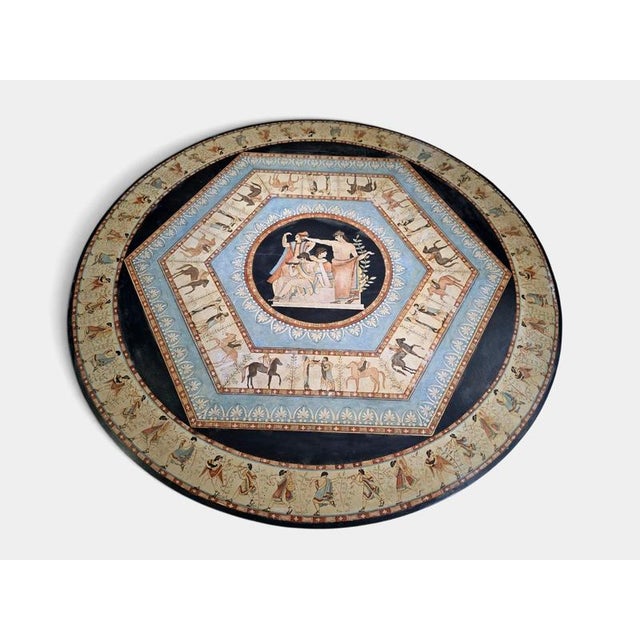 20th Century Italian Round Marble Table with Hand-Painted Classical Greek, 1920 For Sale - Image 12 of 13