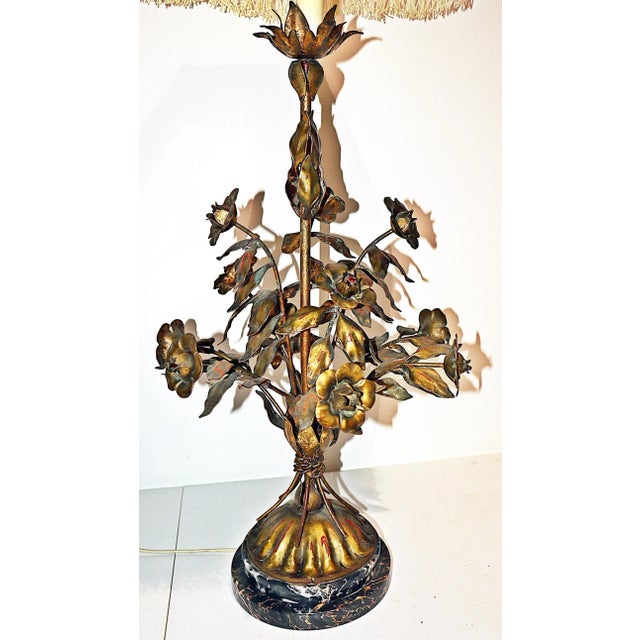 1920s 1920s Italian Gilt Tole Table Lamp For Sale - Image 5 of 6