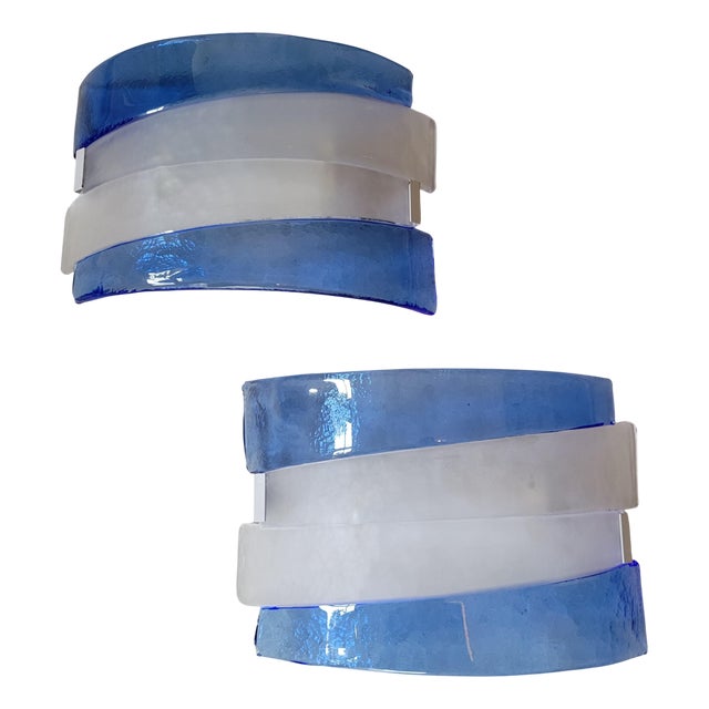 Vintage Sconces in Murano Blown Glass from AV Mazzega, 1970s, Set of 2 For Sale