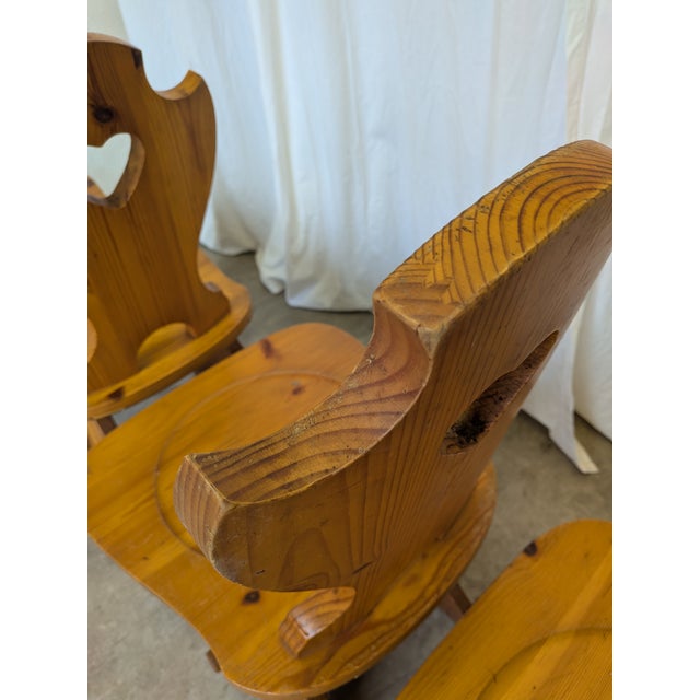 Brown Vintage Alpine Wooden Chairs, 1970s, Set of 4 For Sale - Image 8 of 18