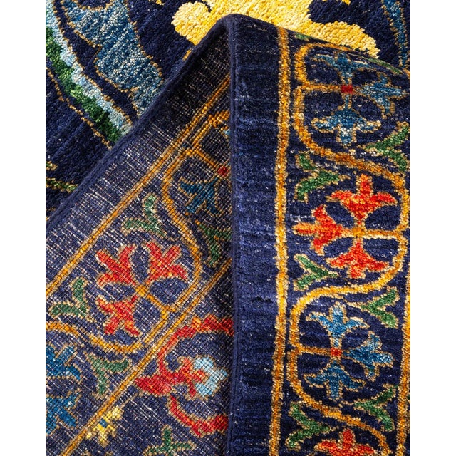 Suzani Hand-Knotted Runner Rug - Blue, 8' 2" x 15' 0" For Sale In New York - Image 6 of 8
