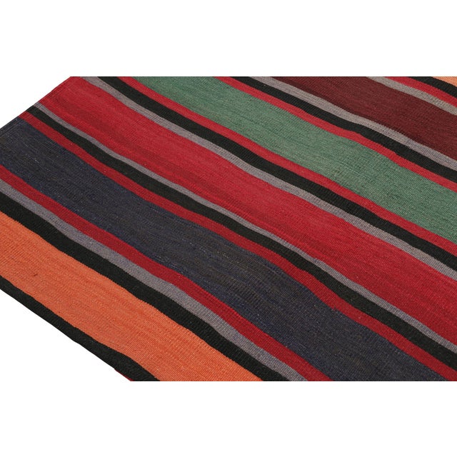 1950s Vintage Persian Bidjar Kilim in Polychromatic Stripes by Rug & Kilim For Sale In New York - Image 6 of 7