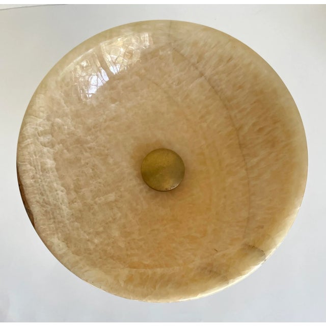 1960s 1960's Brass and Alabaster Stone Pedestal Bowl For Sale - Image 5 of 11