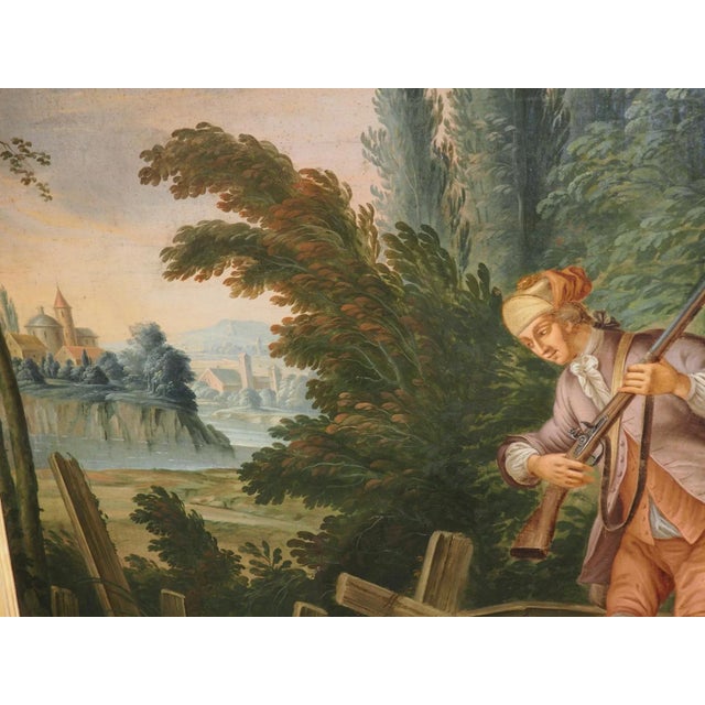 Large 18th Century French Oil on Canvas Painting Depicting a Hunt Scene For Sale - Image 12 of 13