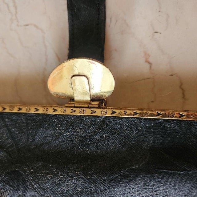 1960s Gumps Black Brocade Bag Jade Clasp Hong Kong For Sale - Image 10 of 10