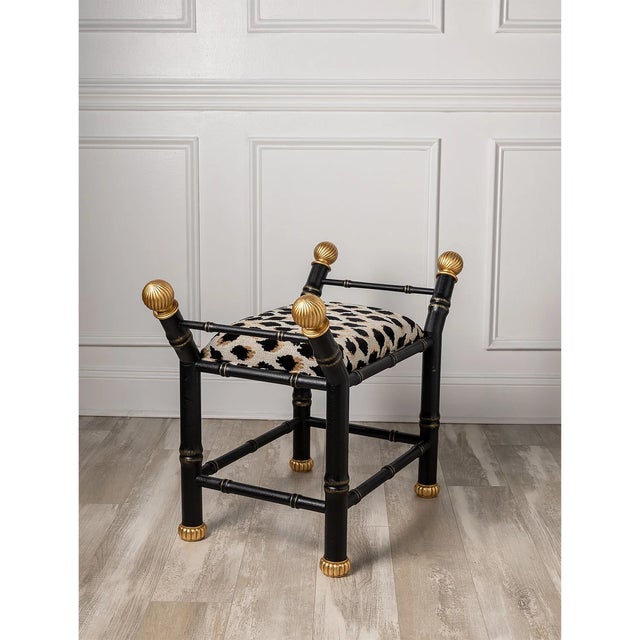 2020s Boca Black Ocelot Black Bamboo Bench For Sale - Image 5 of 7