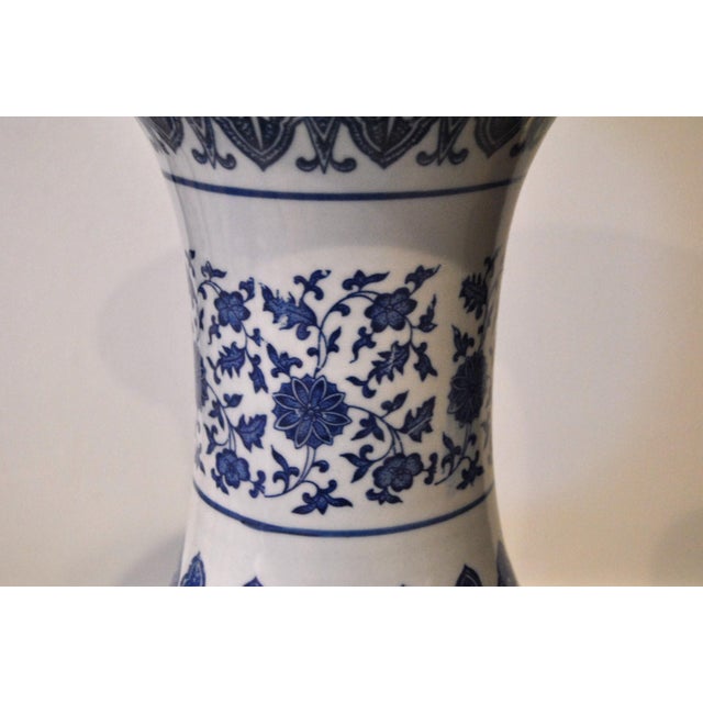 1930s Large Blue White Globular Vase Landscape Pavilions Apocryphal Six-Character Mark For Sale - Image 11 of 14