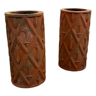 Antique French Terracotta Chimney Pots, 1890s, Set of 2 For Sale