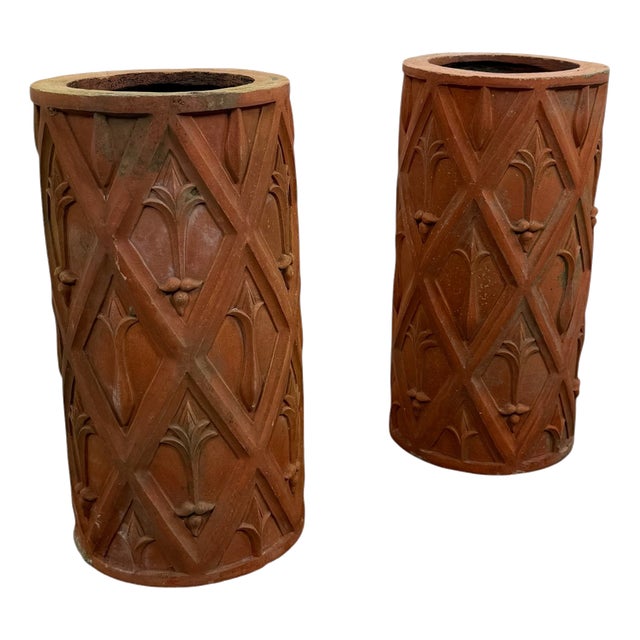Antique French Terracotta Chimney Pots, 1890s, Set of 2 For Sale