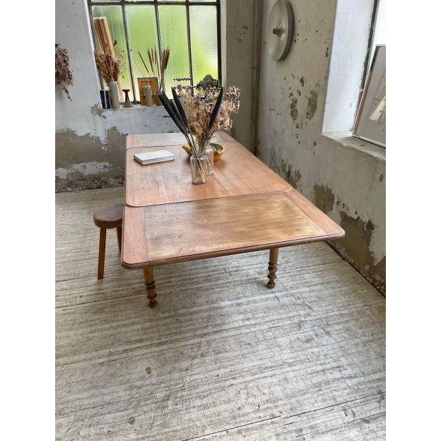 Wood Walnut Farm Table with Extensions, 1950s For Sale - Image 7 of 18