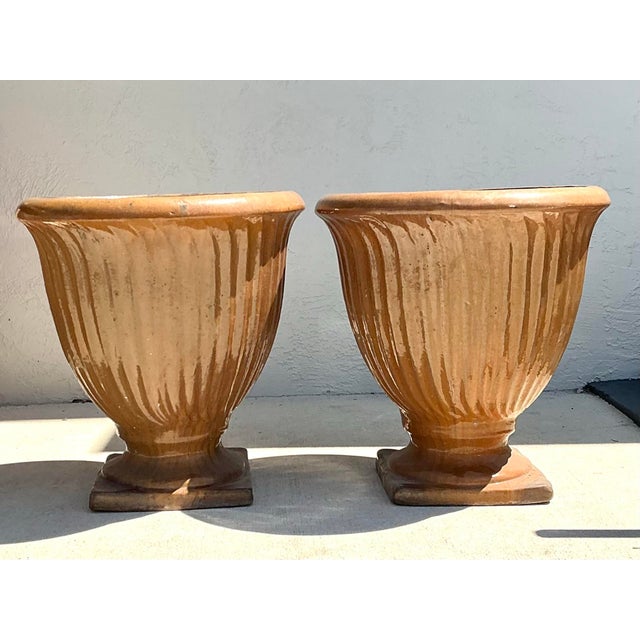 Vintage Glazed Terracotta Planters - A Pair For Sale - Image 12 of 12