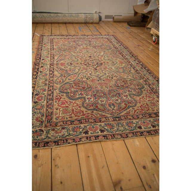 Ivory Antique Kerman Rug - 4'1" x 6'11" For Sale - Image 8 of 10