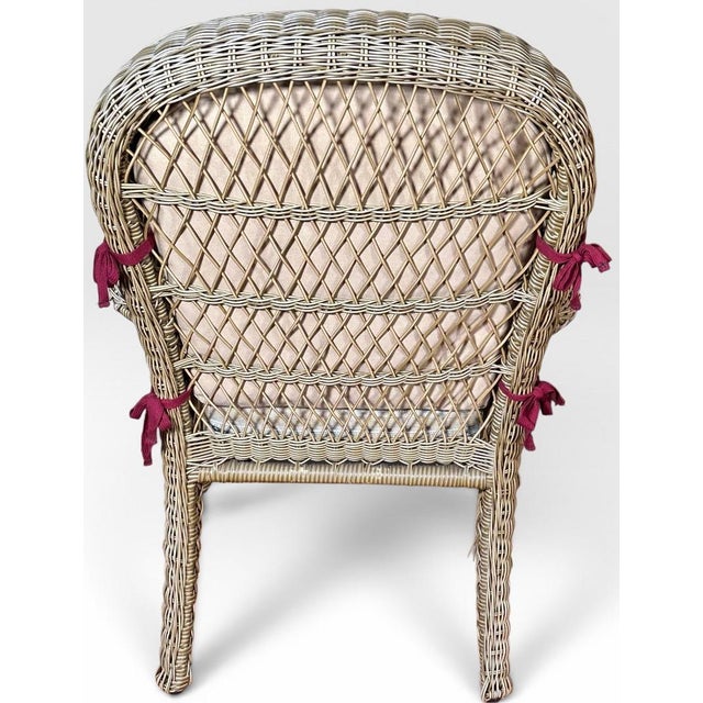 Pair of Vintage Boho Chic Wicker Barrel Back Lounge Armchairs For Sale - Image 4 of 11