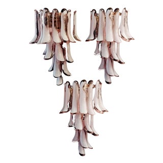 Mid-Century Italian Pink Wall Sconces, 1990s, Set of 3 For Sale