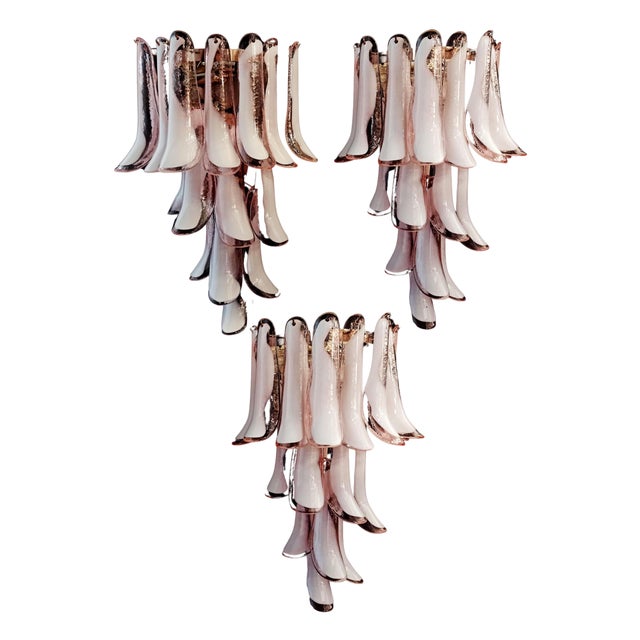 Mid-Century Italian Pink Wall Sconces, 1990s, Set of 3 For Sale