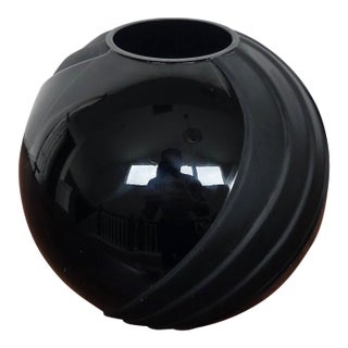 Victorian Art Nouveau Black Amethyst Glass Sculptural Vase For Sale