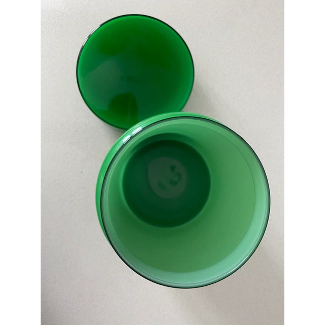 Mid-Century Modern 1960s Tall Forest Green Cased Glass Container With Lid For Sale - Image 3 of 5