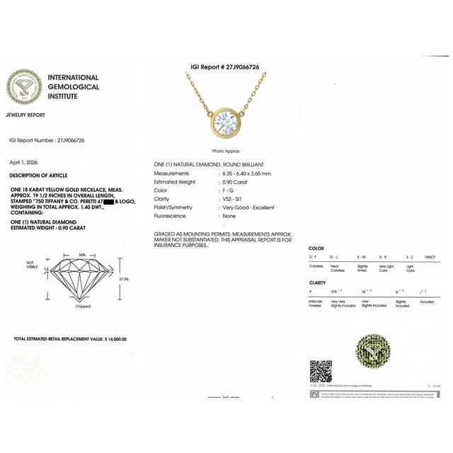 Gold Vintage Tiffany & Co Elsa Peretti Diamond by the Yard 18k Necklace .90ct 1980's For Sale - Image 8 of 9