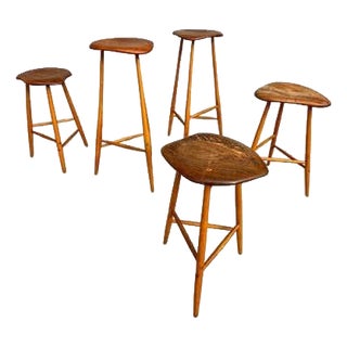 Late 20th Century Horace B. Hartshaw Walnut Stools/ Handcrafted /Wharton Esherick Style For Sale