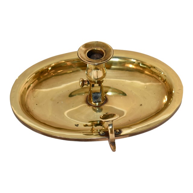Early 19th Century English Brass Oval Chamber Stick For Sale