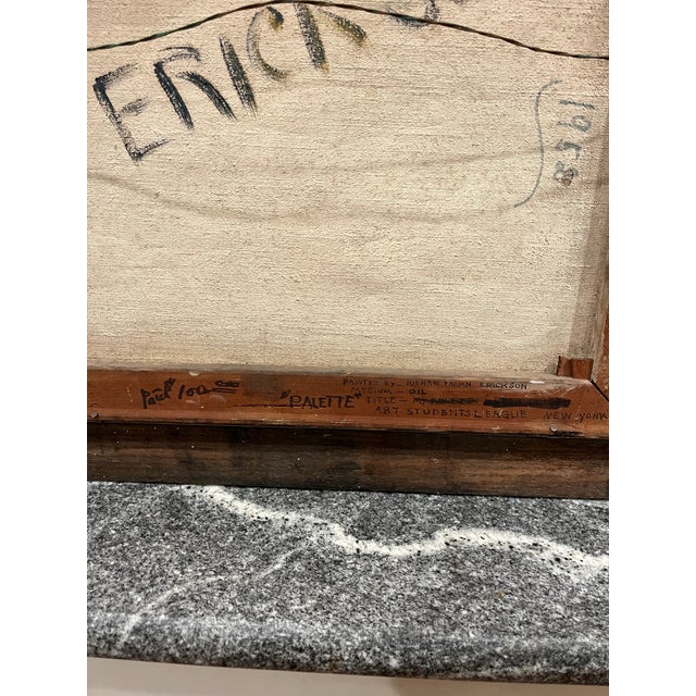 Vintage Mid Century 1950's Still Life Painting "Palette" Artist Signed New York For Sale - Image 10 of 12