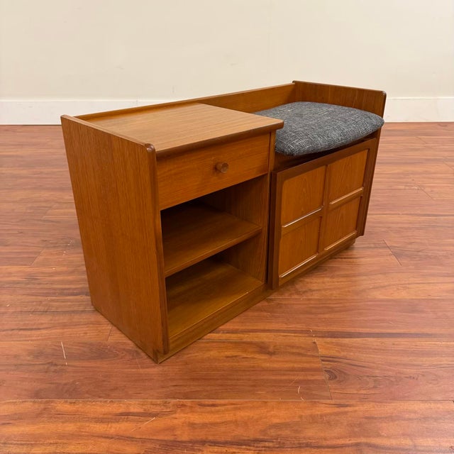 Wood Nathan Vintage Teak Telephone Bench With Storage For Sale - Image 7 of 7
