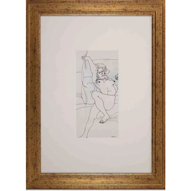 Modern Sergio Barletta, Nude of Woman, China Ink, 1970s For Sale - Image 3 of 3