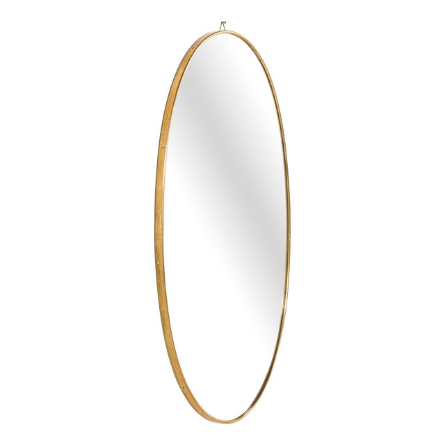Mid-Century Modern Italian Mirror in Brass Frame by Gio Ponti, 1950s For Sale