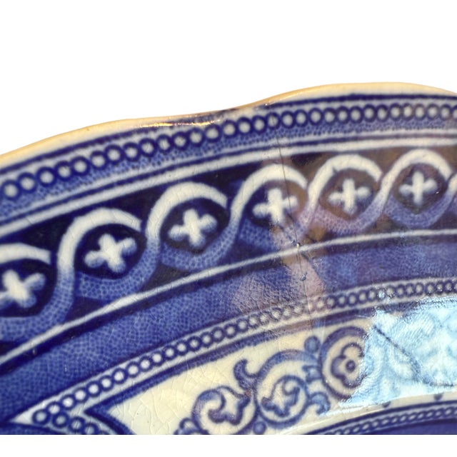 Ceramic Vintage Royal Doulton Flow Blue Library of Congress Architectural Transferware Plate For Sale - Image 7 of 12