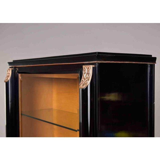 Italian Art Deco Ebonized Display Cabinet With Gilt Capitals For Sale - Image 10 of 13