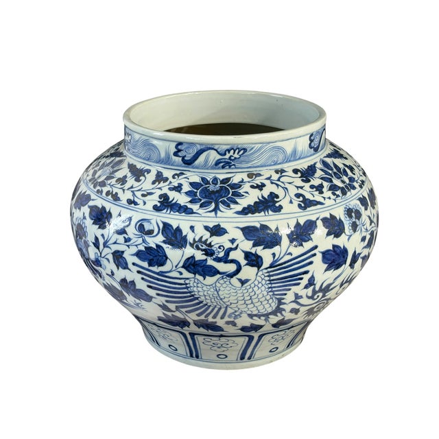 Vintage Ming Style Chinoiserie Blue and White Vase 11" H For Sale - Image 4 of 12