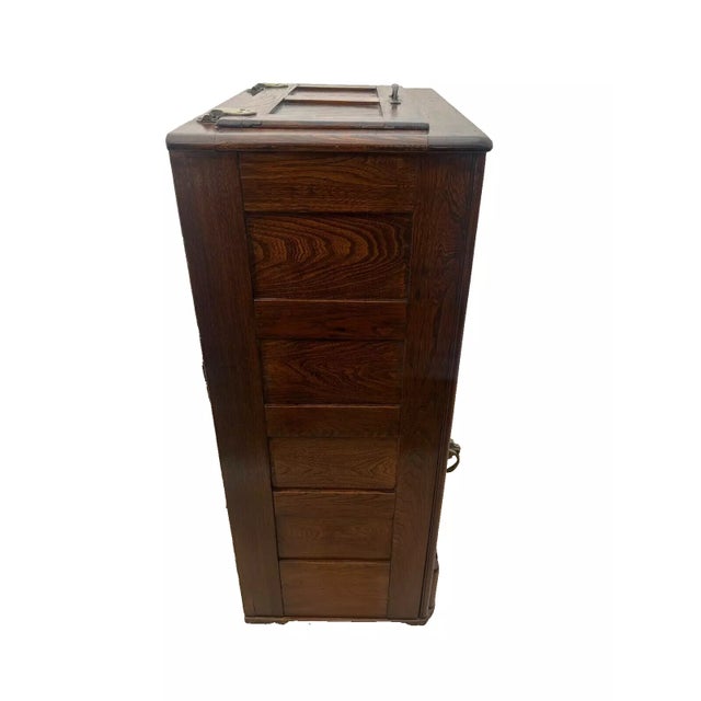 Wood Antique Glacier Turquoise Ice Box Top and Bottom Storage Two Doors Ready to Use For Sale - Image 7 of 12