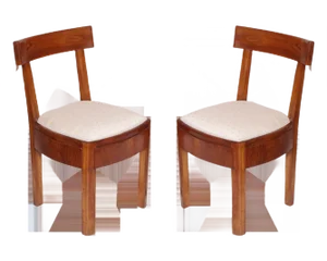 Set of Art Deco Italian Solid Walnut Side Chairs, 1920s