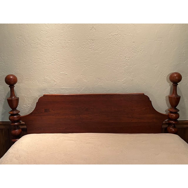 1990s Lexington Bob Timberlake Cherry Wood Queen Cannonball Bed Frame