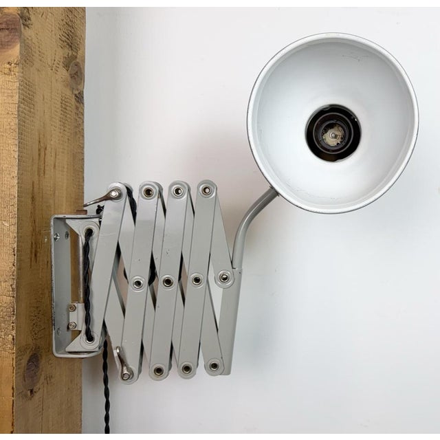 Industrial German Grey Scissor Wall Lamp from SIS, 1960s For Sale - Image 16 of 18