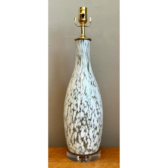 Vintage Speckled Glass Table Lamp For Sale In West Palm - Image 6 of 13