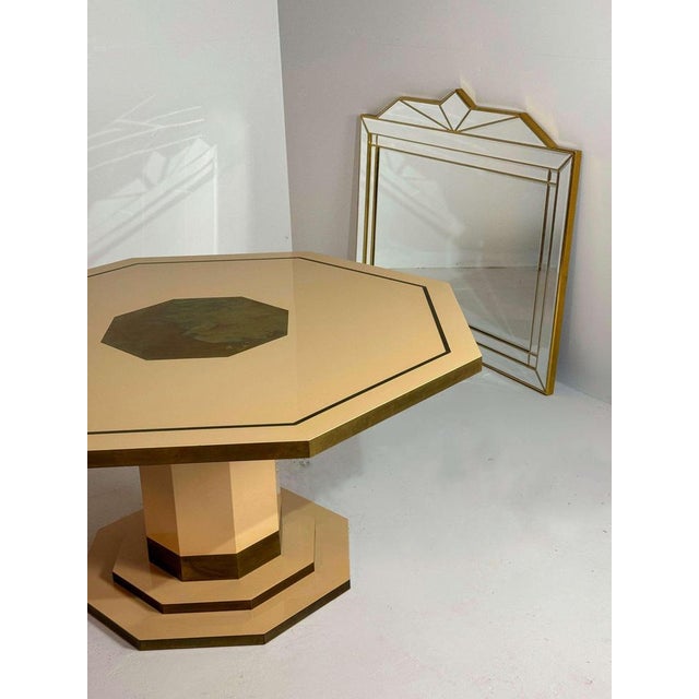 Cream Lacquered and Brass Dining Table by JC Mahey, 1980s For Sale - Image 11 of 14