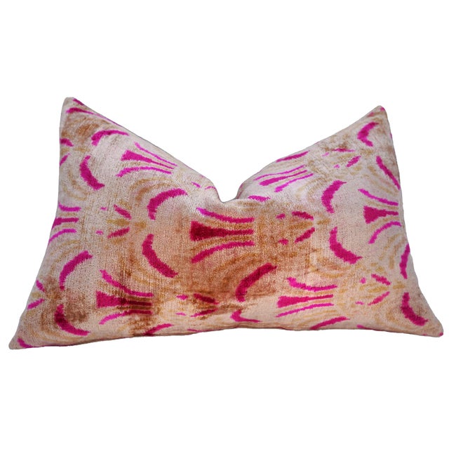 Contemporary Handmade Luxury Pink Velvet Throw Pillow + Down Insert For Sale - Image 4 of 12